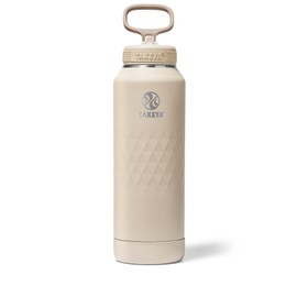 Takeya Sport 40 oz Triple-Insulated Stainless Steel Water Bottle, Straw Lid – Leakproof, Sweatproof, BPA-Free, Keeps Drinks Cold 36 Hrs, Hot 14 Hrs – Almond