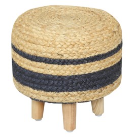 VEVARA HOMES Ottoman Storage Stool Cover with Natural Jute Round Footrest Poufs Multifunctional Storage Box Side Table Coffee Table for Home Décor, 13X13X12 Inch