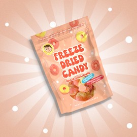 Josh Bosh Freeze-Dried Candy, Peach Ring, Crunchy & Airy Gummy Candies, 3.5 Oz (Pack of 2)