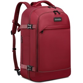 Asenlin 40L Travel Backpack for Women Men,Fit 17.3 Inch Laptop Backpack Flight Approved Luggage Carry On Water Resistant for Weekender Overnight Large Daypack Red