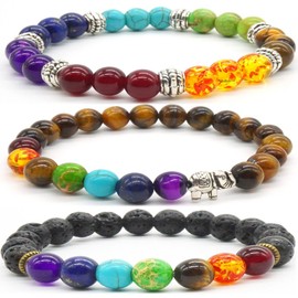 3 Pcs Natural Tiger Eye Stone Bracelet Gemstone Beads Bracelet 8mm Round Semi Precious Stones Beaded Stretch Bracelet jewellery