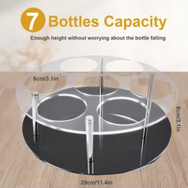 Handbanary Large Rotating Coffee Syrup Organizer 7 Bottles Syrup Rack for Countertop, Acrylic Syrup Bottle Holder Stand for Coffee Bar Station, Turntable Wine Display Tray