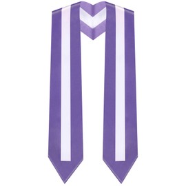 Cutecrop Unisex Graduation Stole 65'' Long, Adult Grad Sash, Two Color Graduate Honor Stole, Rich in Color, Graduation Gift (Purple and White)