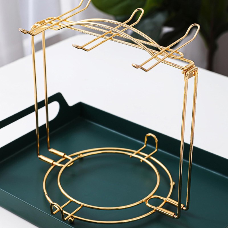 SJORHNUS Tea Cups Holder,Gold Metal Coffee Cup Tea Cups Rack,Foldable
