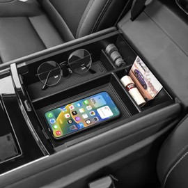 RUNROAD Center Console Organizer Tray Compatible with Chevy Traverse 2024 2025 Accessories, ABS Armrest Tray Middle Console Dividers Container Secondary Storage Box