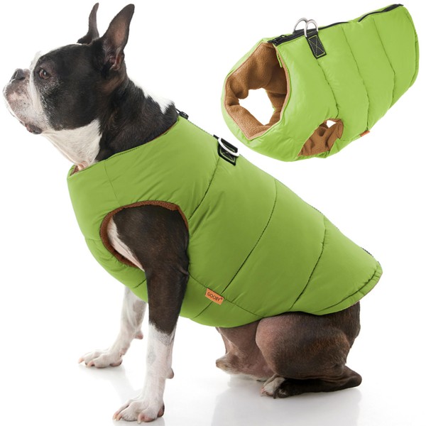 Gooby Padded Vest Dog Jacket - Solid Green, X-Small -