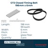 GT2 2x Closed Timing Belt, 6 mm Wide, 2 Pieces