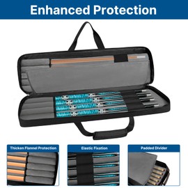 ORKELS 4x5 Pool Cue Case with Multi-Pockets, Soft Padded Billiard Stick Case for 4 Butts & 5 Shafts, Large Front Accessory Pockets, Adjustable Shoulder Strap, Black