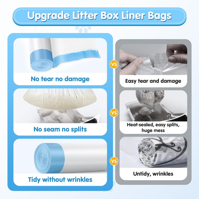 Self-Cleaning Litter Box, Drawstring Litter Box Liners, 60 Count Waste
