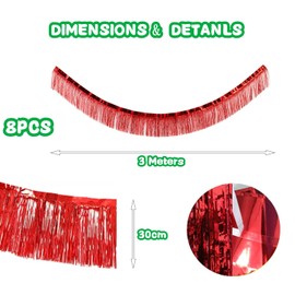 KAHEIGN 8 Pieces Christmas Tinsel Garland, 30 cm x 3 m, Red Green Christmas Garland, Glitter Metallic Christmas Tree, Tinsel Garland, Christmas Tree Decoration, Tinsel Fir Garland for Christmas