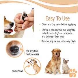 Wagably Dog Balm Paw Wax 1oz - Natural Moisturizer with Bamboo and Kale for Rough Dog and Cat Paws - Creates a Barrier That Protects, Heals, Repairs, and Restores Dry, Cracked, and Damaged Paws