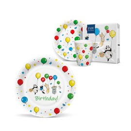 PAW - Paper Plates (23 cm) I Pack of 8 I Disposable Plates Colourful Cardboard I Ideal for Weddings, Communions, Parties, Birthdays I Printed with Water-based Colours I Colour: Balloons