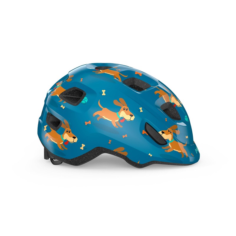MET Hooray Kids Cycling Helmet, Glossy Blue Teckel, Size 52-55cm