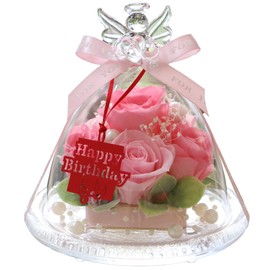 IPFA Preserved Flower Glass Dome Angel Premium (Pink/Birthday Model), Wedding Gift, Birthday Gift, Retirement Gift, Flower Gift, Farewell Party (Rose/Pearl/Blush Grass)