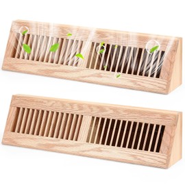 Glooglitter 2 Pcs Wooden Baseboard Register Diffuser Baseboard Floor Register Vent Covers Decorative Wood Pre Finished Red Oak Baseboard Air Supply HVAC for Home Floor (18 Inch)