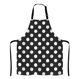 Lefolen Black and White Polka Dot Bib Apron with Adjustable Neck for Men Women,Suitable for Home Kitchen Cooking Waitress Chef Grill Bistro Baking BBQ Cobbler Apron