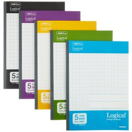 Nakabayashi HB5-H511-5P Swing Logical Antibacterial Cover Notebook, Semi B5/Square 0.2 inch (5 mm) Ruled, 30 Sheets, Casual Color, Pack of 5