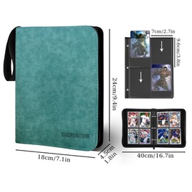 Tacrenixum 400 Pockets Card Holder Album with 50 Removable Sleeves for，Pokemon Card Collection Binder, Yugioh Cards Binder, MTG Binder (green, 4)