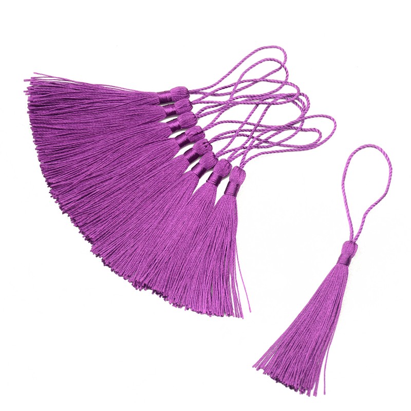 Makhry 100pcs 13cm/5 Inch Silky Floss Bookmark Tassels with 2-Inch