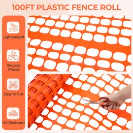 Ohuhu Plastic Garden Fence Safety Fence, 4'x100'/15LB Heavy Duty Reusable Netting Plastic Mesh Fence Roll, Temporary Fencing for Animal Barrier Pool Fence Snow Fencing for Poultry Rabbits Chicken Dogs