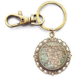 Llavero con mapa de Toscana y llavero en Toscana Florencia, Italia mapa llavero, joyería de mapa de recuerdo de viaje, A0085