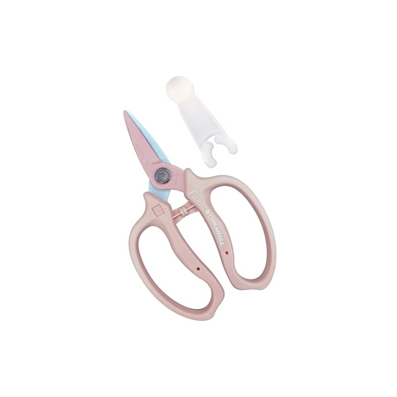 Chikamasa MFN-80P Ultra Rosso Flower Shears, Pink, Blade Cap Included,