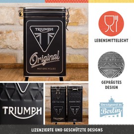 Nostalgic-Art Retro coffee tin box, 1.3 l, Triumph – Original Motorcycles – Gift idea for motorbike accessories fans, metal clip top tin, vintage design