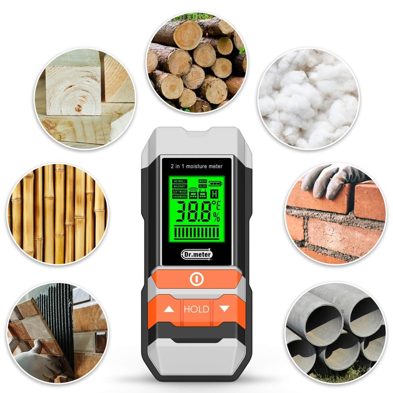 Wood Moisture Meter, 2 in 1 Pin & Pinless Moisture