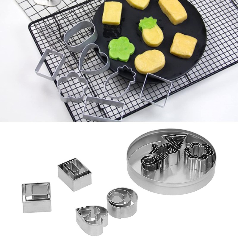 QANYEGN Small Cookie Cutters Geometric Shapes Set, Geometric Metal Cookie