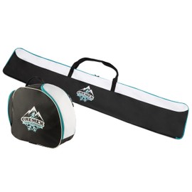 GREMEX Ski Bag and Ski Boot Bag Set - Strong Ski Bag 180 cm - Ski Bag Set - Waterproof Bag Ski Boots with Helmet - Ski Bag for 1 Pair of Skis - Ski Boot Bag with Helmet Compartment - Ski Accessories