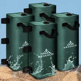Mrsenloi Canopy Water Weights Bag Set of 4, 220 LBS Gazebos Tent Water Weights Set, 4 Leg Weights for Gazebo, Pop-Up Canopy, Canopies, Tent (Green 25L)