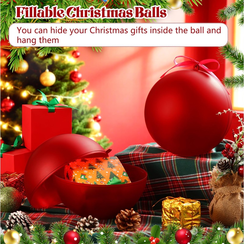 Weysat 4 Pcs 8 Inch Extra Large Fillable Christmas Ball