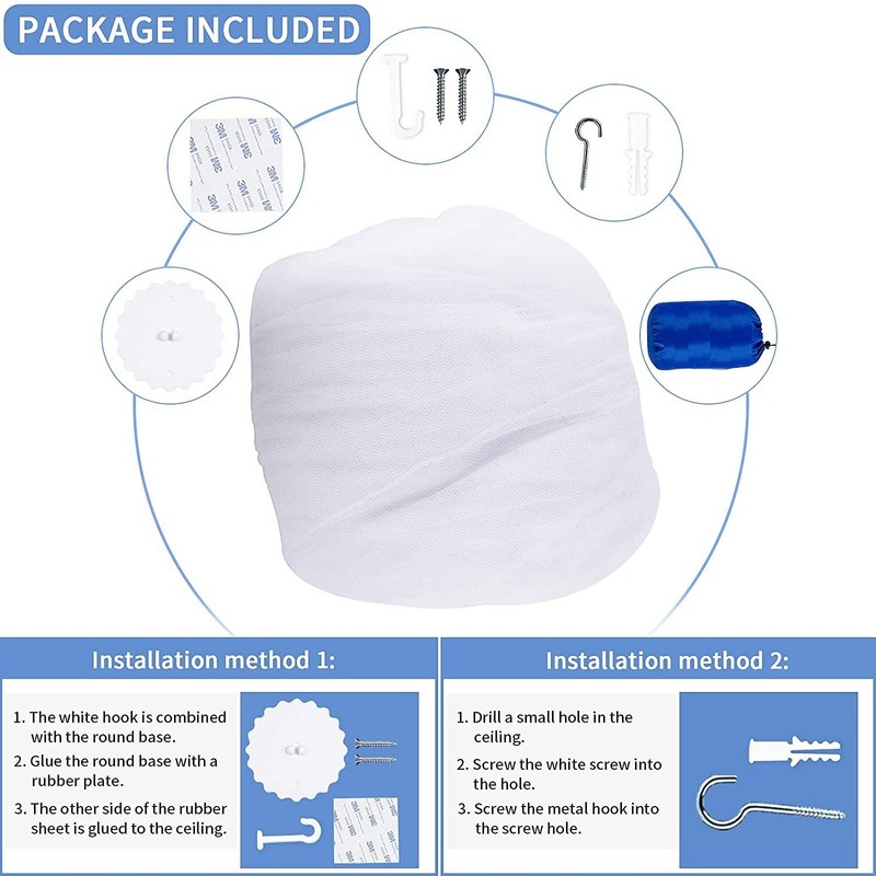Sublaga Round Mosquito Net for Bed, Large White Bed Canopy