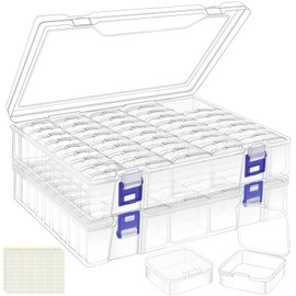DILIBRA Bead Organizer Box, 92 Pcs Small Bead Organizers and Storage Plastic Cases, Mini Clear Bead Storage Containers Boxes with Hinged Lid for Diamond Painting Accessories, Bead, Jewelry, DIY Crafts