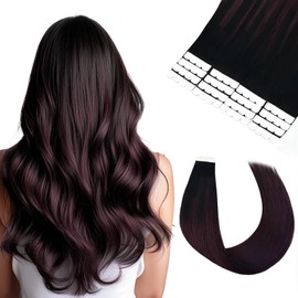 Vlasy Tape in Hair Extensions Human Hair 12 Inch Invisible Straight Seamless Skin Weft Mini Tape Extensions Real Human Hair T1/99J+T1/99J# 16 Pcs