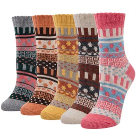 Chalier Finery 5 Pairs Womens Socks Wool Thermal Warm Knitting Ladies Socks for Winter Christmas Gifts for Women
