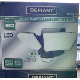 Defiant 180-Degree Bronze Twin Battery Motion Sensor LED Flood Light - NEW