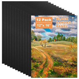 SHUESS 12 PCS Black Canvas Boards for Painting 12 x 16 Inch Canvas Panel- Free Cotton Big Canvas for Acrylic Oil Watercolor Tempera Paint