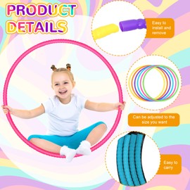 Sratte 6 Pcs Exercise Hoop Detachable Adjustable Plastic Hoops Snap Together Toy Hoop Color Playground Toys for Girls and Boys Party Games, Sports, Exercise, Dog Training (Simple Colors,32 Inch)