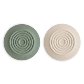 mushie Silicone Drain Stopper 2-Pack | 5.5 inch Diameter Bathtub Flat Suction Cover (Dred Thyme/Shifting Sand)