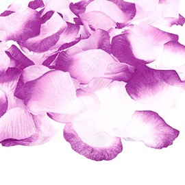 PATIKIL Artificiales Rosa Pétalos, 2000uds Falso Flores Seda Pétalo Decoración Suministros para Romántica Noche Boda Fiesta Evento Decoración, Púrpura Blanco