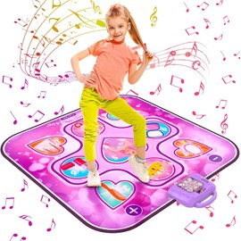 GARNHLOB Children's Dance Mat Toy for 3 4 5 6 7 8 9 10+ Year Old Girls Birthday Gifts, Musical Dance Mat for Children with 6 Play Modes, Dance Pad with Integrated Music for Christmas