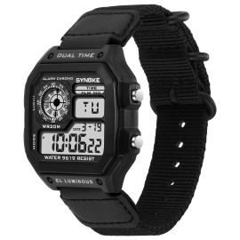 Unbranded Mens Waterproof Digital Sports Watch LED Screen Large Face Military Watches US - Black