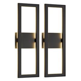 LamQee Modern LED Wall Sconces Set of 2, 22" Large Porch Wall Lights Rectangle Exterior Wall Sconce 3000K, Matte Black Outdoor Wall Lights for House Led Integrated