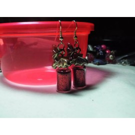 "Handmade" Vampire Fang Potion Blood Bottle Earrings Drop Dangle