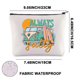 JNIAP Summer Beach Makeup Bag Always Salty Gifts Beach Bum Gifts Summer Vibes Travel Bag Beach Vacation Toiletry Bag (Always salty mb)