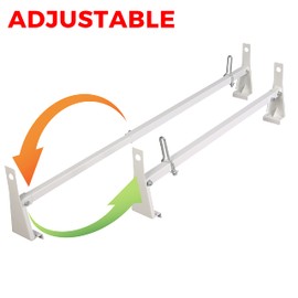 KUAFU Universal 41-77in Cargo Van Ladder Rack Roof Compatible with 2003-2017 Chevy Express GMC Savana 1999-2014 Ford E-Series White Adjustable 700LB