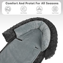 HNHUAMING Infant Car Seat Insert, Baby Car Seat Head & Body Support for Newborn, Ultra Soft Reversible Preemie Carseat Insert Cushion for Girls Boys, Fit Car Seat, Stroller, Swing, Bouncer, Black