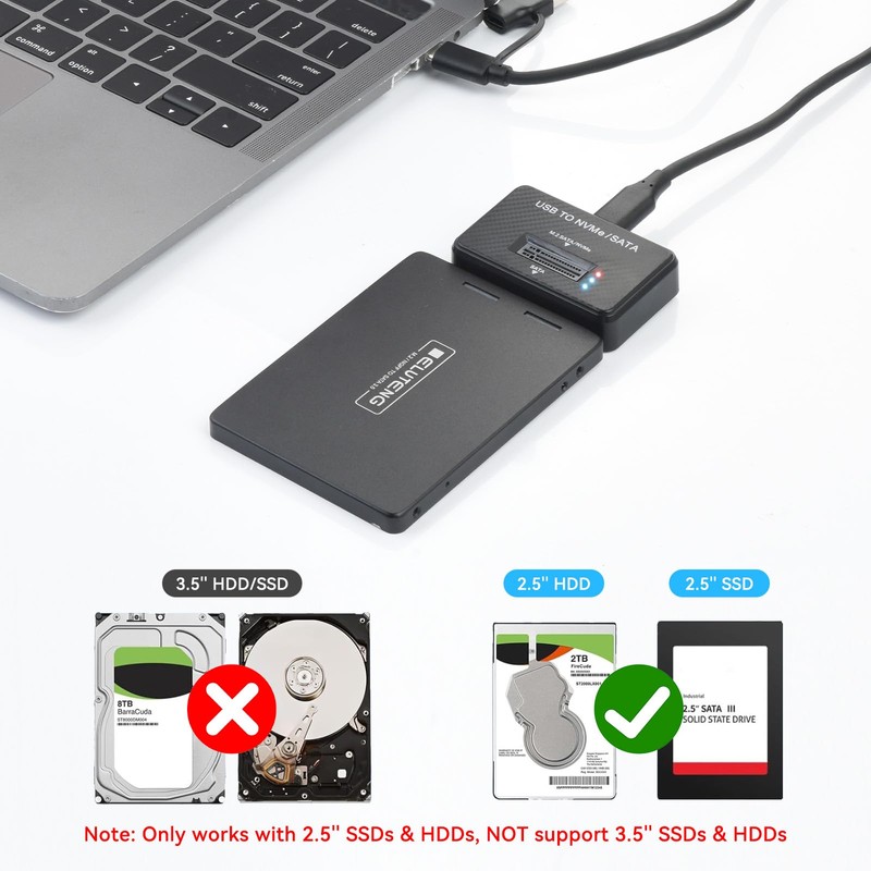 ELUTENG NVMe SATA to USB SSD Enclosure 3 in 1