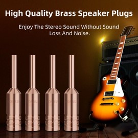 Monosaudio Audiophile Banana Plugs Pure Copper 4 Pcs Double Screw Locking Banana Plug Speaker Banana Plug Speaker Banana Connectors for 10Awg to 17Awg Speaker Wire with L-Form Hex Wrench